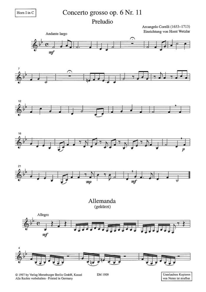 Concerto Grosso, Opus 6, Nr. 11 für 7 Blechbläser – Bild 13