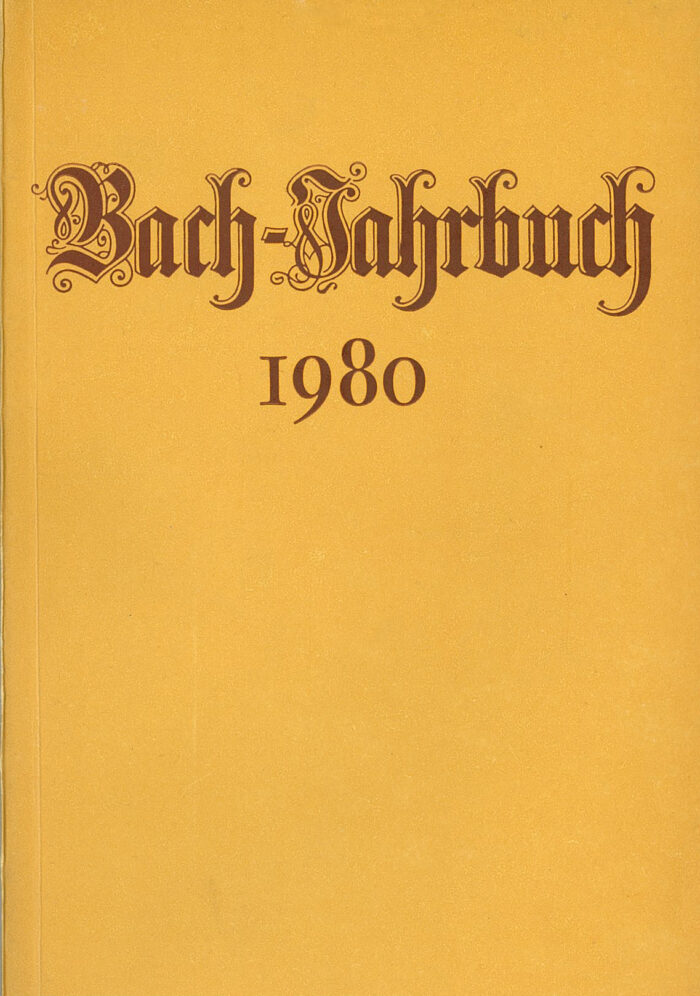 Bach-Jahrbuch 1980