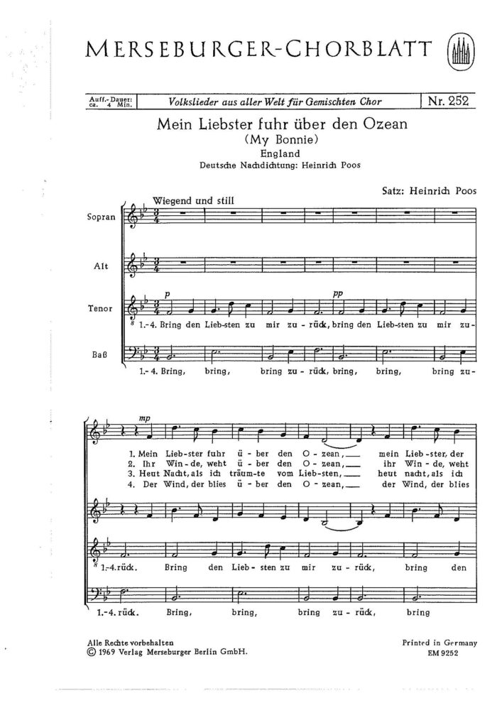 Mein Liebster fuhr über den Ozean (My Bonnie) (dt/engl.) (Nordamerika)