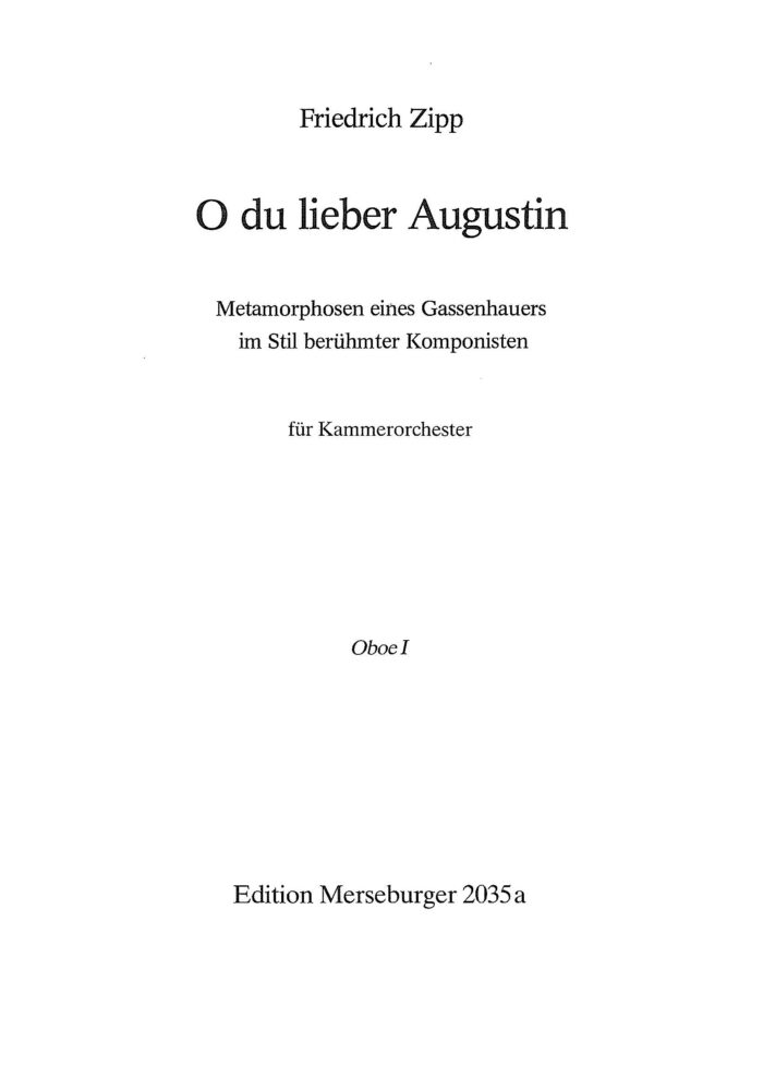 O du lieber Augustin. Metamorphosen eines Gassenhauers im Stil berühmter Komponisten für Kammerorchester – Bild 11